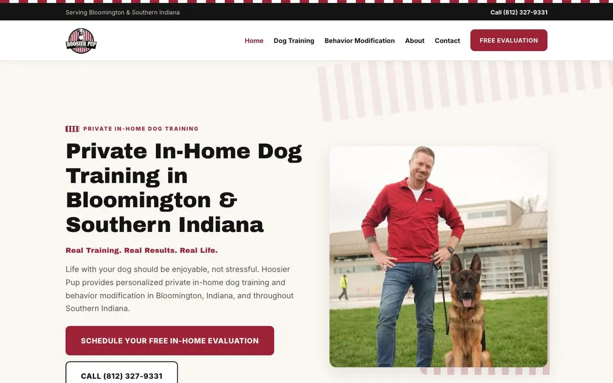 Hoosier Pup dog training website design