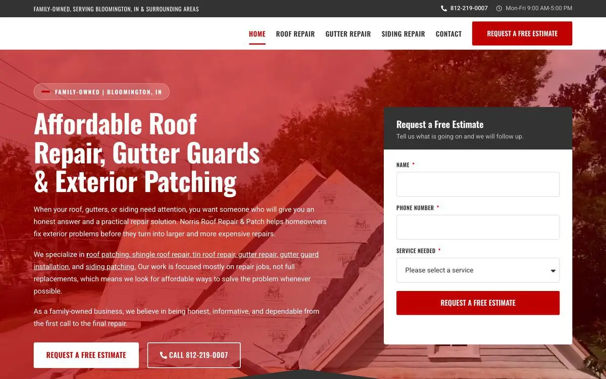 Norris Roof Repair website design